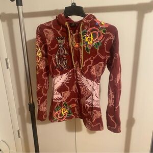 Christian Audigier red zip up hoodie